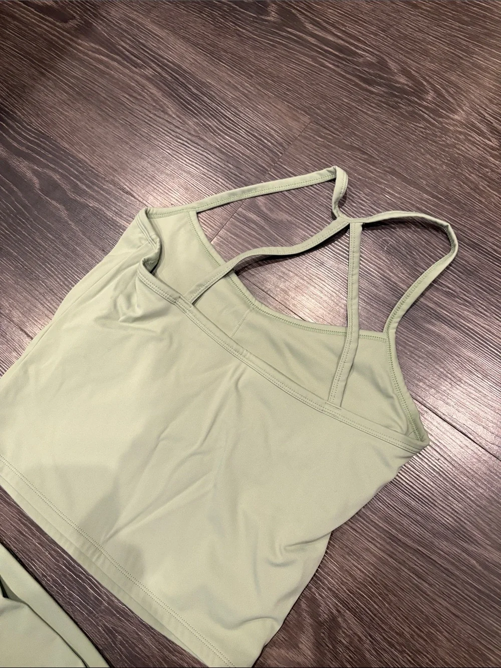 Light Green High-Rise Leggings with Strappy Crop Tank